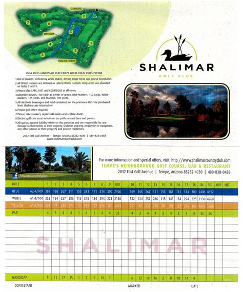 shalimar golf club scorecard.